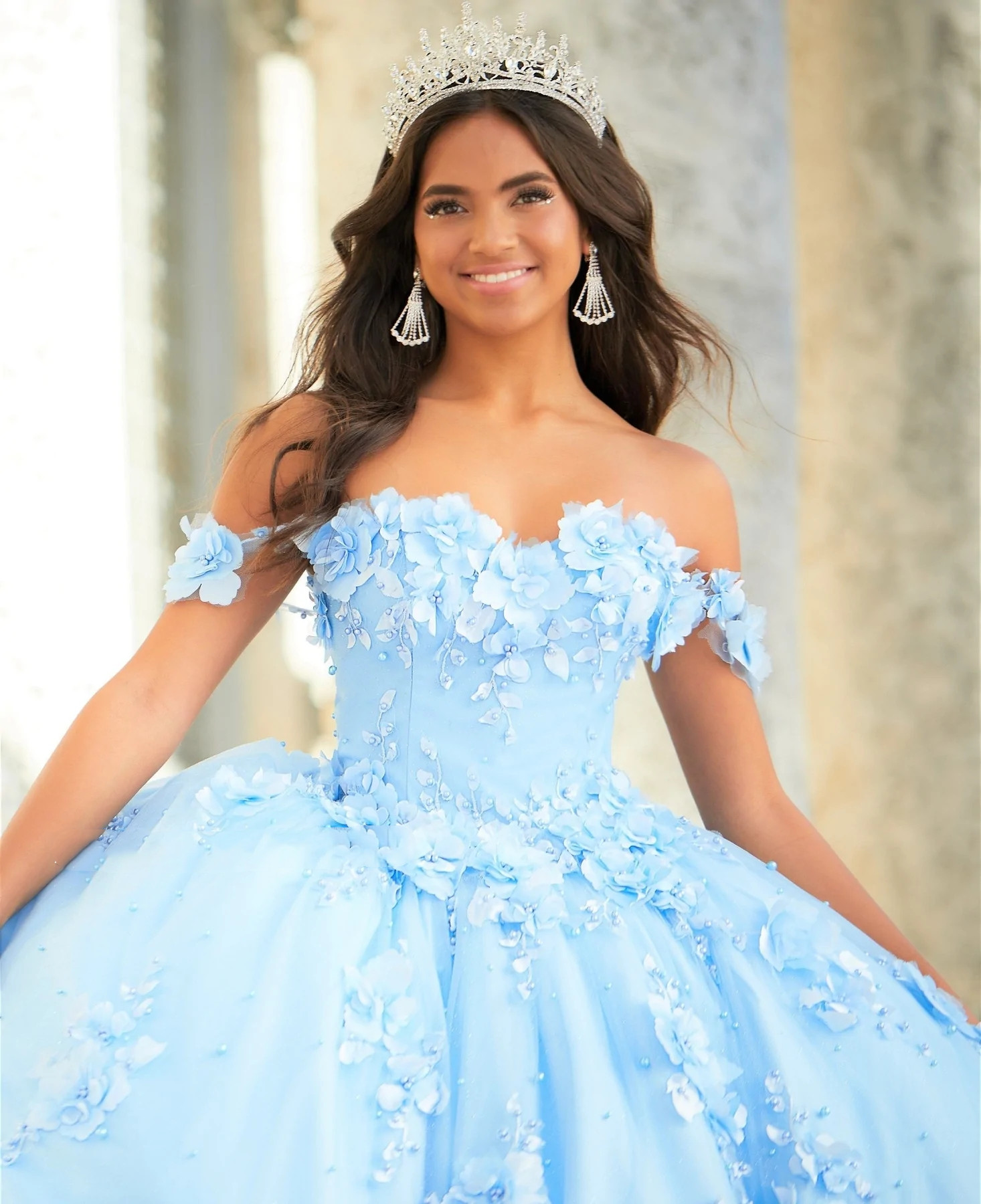 Pink Mexican Quinceanera Dresses Ball Gown Off The Shoulder Tulle Floral Pearls Puffy Charro Sweet 16 Dresses 15 Anos