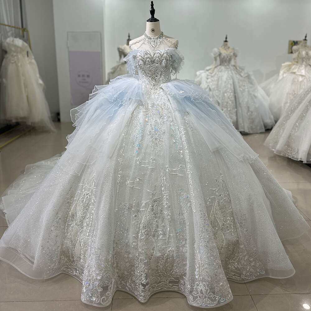 Jancember Stylish Factory Wholesale Wedding Dresses For Women Sleeveless Halter Beading Lace Up vestido de novias 2024 XS048