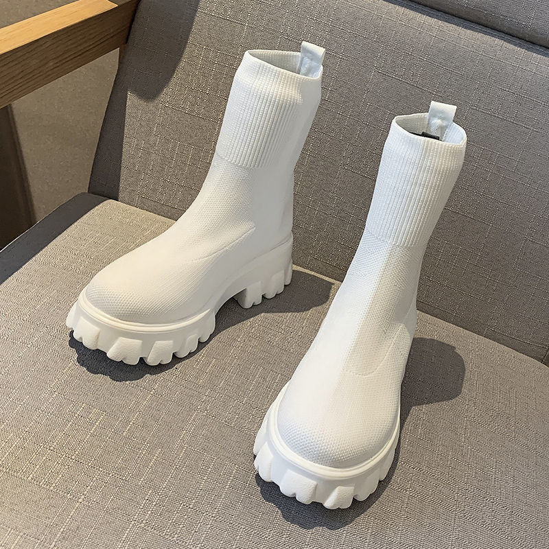 Autumn Winter Women's Martin Boots Thick Sole Casual Style Minimalist Style Round Toe Comfortable Triple Black fashion