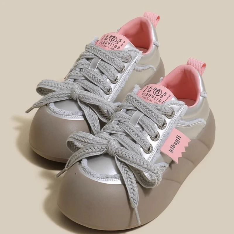 Womens platform sports shoes comfortable and breathable cross lace shoes canvas round toe mid heel flat shoes 240614