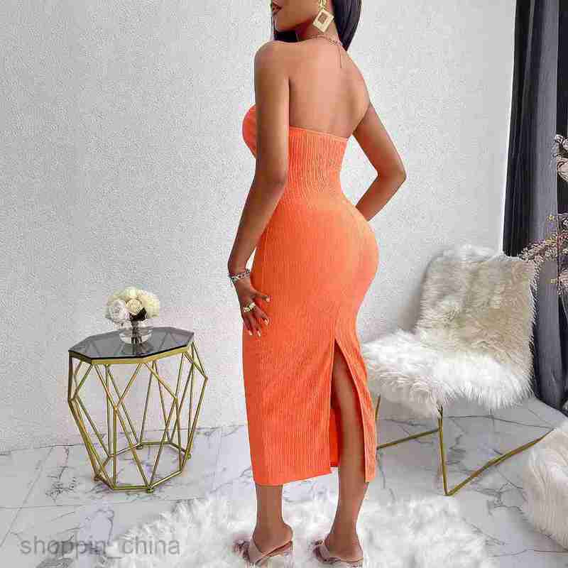 Basic Casual Women Dresses Self directed shooting new fashion women's clothing, taken shelves solid color hollowed out waist strapless dress