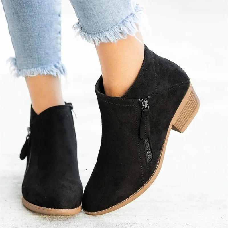 Womens Boots Autumn Fleece Chelsea Boots Womens Fashion Size 43 Platform Boots Side Zipper Ankle Boots Botas De Mujer 240612bj