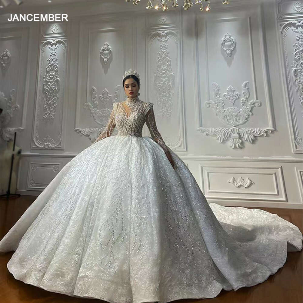 Organza High Neck Ball Gown NS4486 Sequins Romantic Bridal special Gowns Vestido De Novias 2023