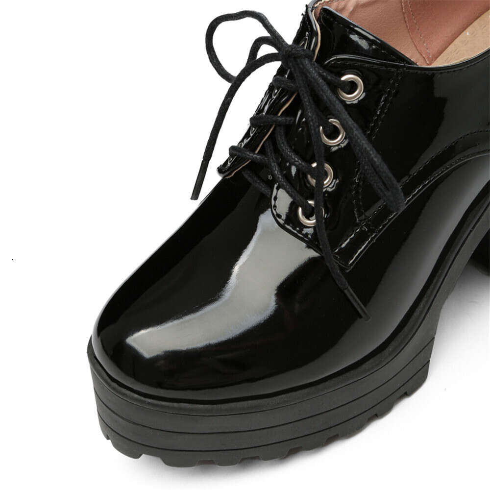 Classic Lace-Up For Women Black White Short Boot Platform Euro Style Women's Shoes Autumn Spring Punk High Heels Shoe