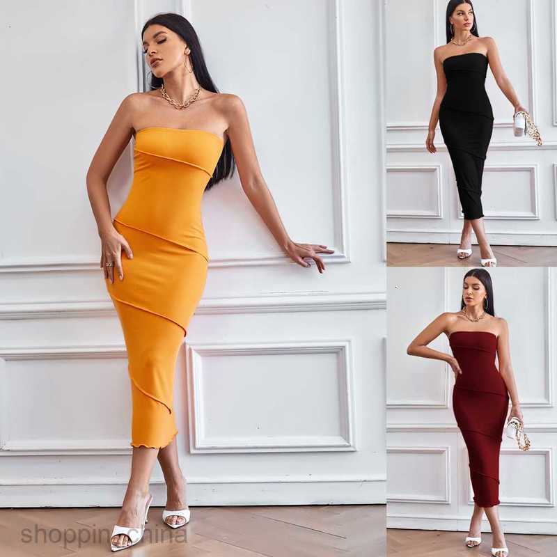 Basic Casual Women Dresses Spring/Summer New Style Sexy Bra Wrap Hip Dress Solid Color Dress Beach Long Dress