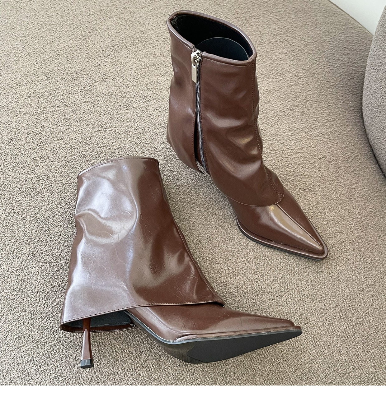 Women's Trouser boots Autumn Casual Style Sexy Style Minimalist style Stiletto Heel Comfortable Triple Brown Free shipping