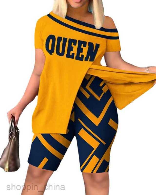 Women's Tracksuits Spring/Summer New Women's Slanted Neck Short Sleeve Split Top Shorts Set Sets