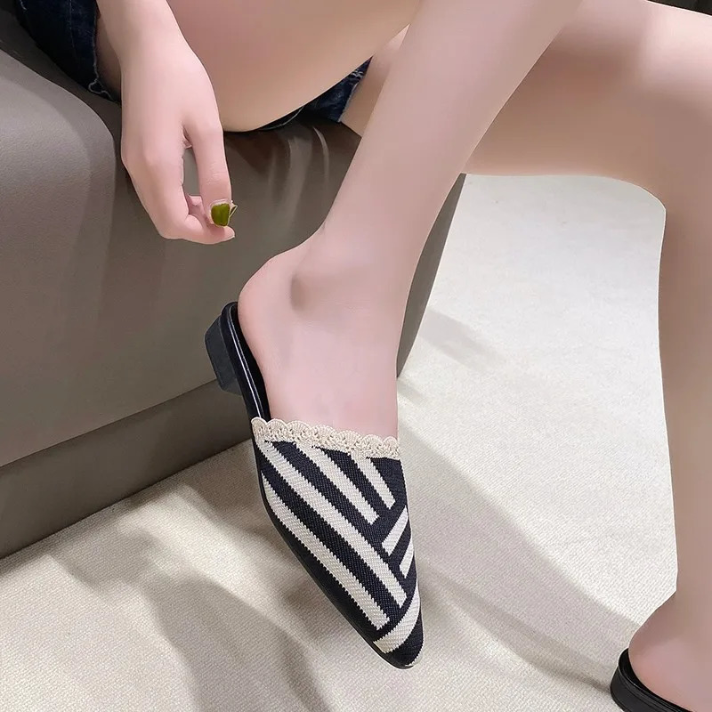 Summer Fashion Casual Womens Mule Slippers Womens Regular Shoes Beach Low Heel Comfortable Flip Free Delivery 240612