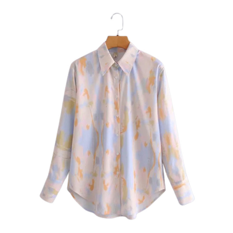 Spring Women Summer Tie-Dyed Blouse Long Sleeve Womens Tops And Blouses Vintage Women Shirts Blusas Roupa Feminina 210520