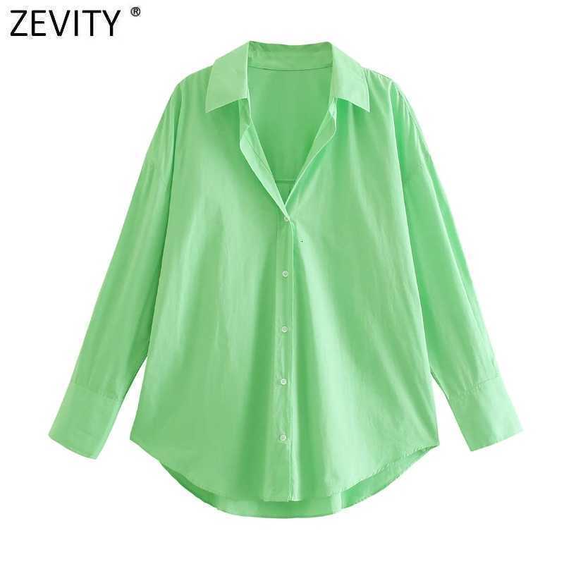 Zevity Women Simply Candy Color Irregular Hem Business Shirt Femme Long Sleeve Poplin Blouse Roupas Chic Blusas Tops LS9414 210603