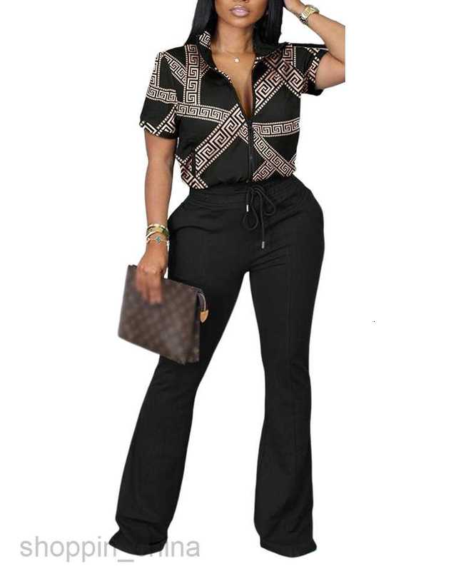 Women's Tracksuits Women's spring and summer new two-piece fashion zipper short-sleeved trousers set Sets