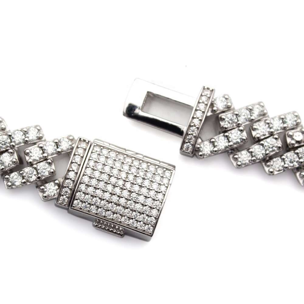10mm Hip Hop S925 Silver Jewelry Iced Out Necklace Moissanite Diamond Cuban Chains