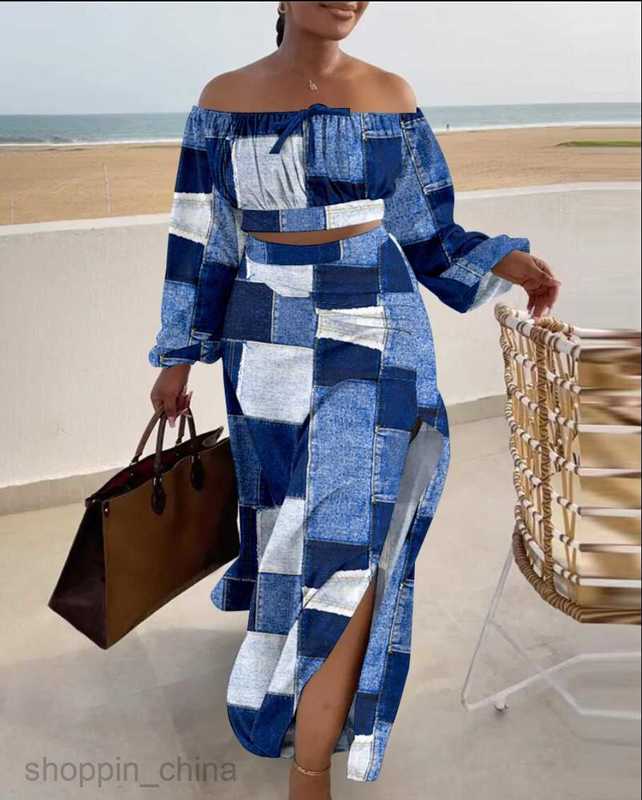 Two Piece Dress Sets Women's Autumn New Print Two Piece Long sleeved Set