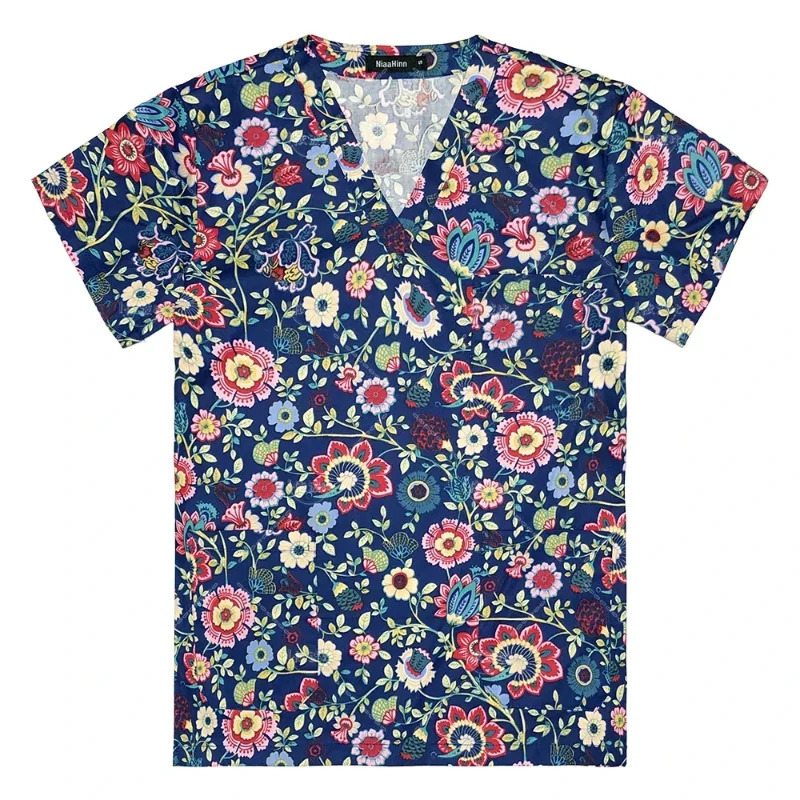 Womens Nursing Clothing High-quality Print Top Accessories Doctors Uniform Hospital Nurse Beauty Salon Scrubs Top Women 240604