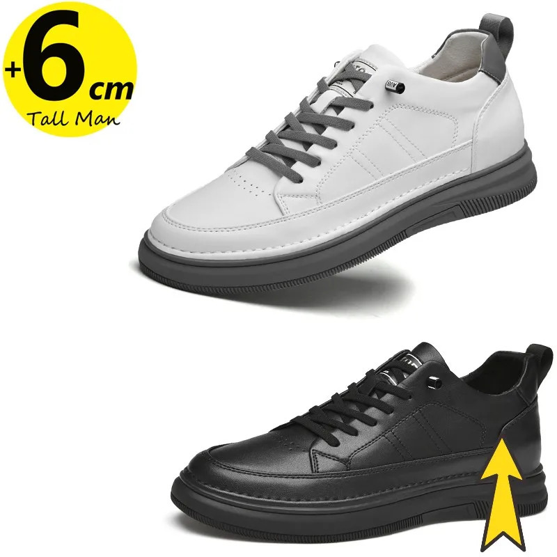 Mens lifting sports shoes boosters elevator shoes mens height lifting underwear rack 6cm autumn leather spring high 240612