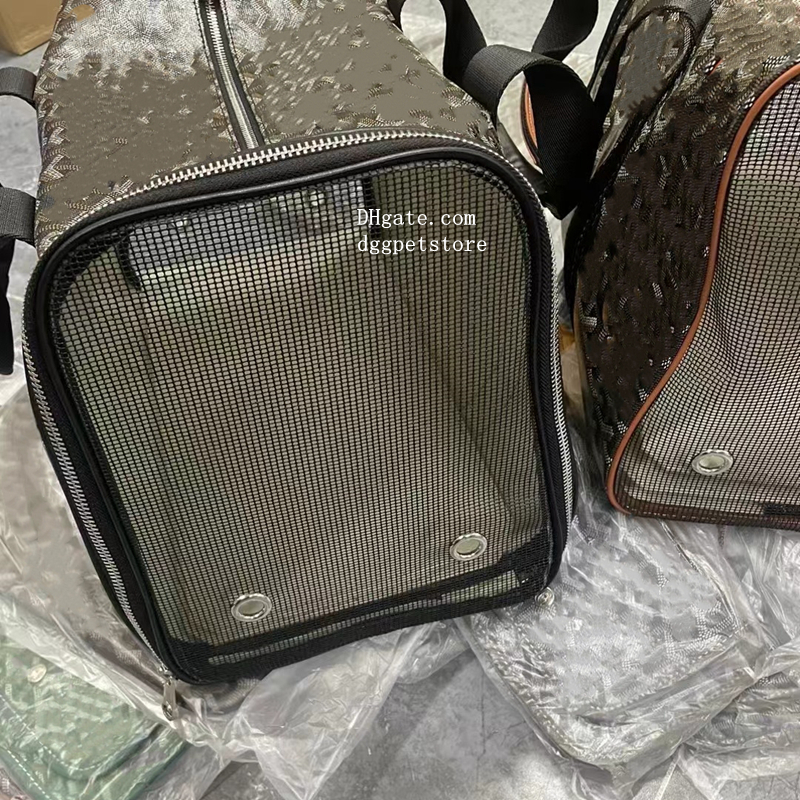 free shipping Designer Small Cat Carrier, ic Print PU Leather Dog se, Collapsible Portable Pet Carrying Handbag for Travel Walking Hiking Brown C35