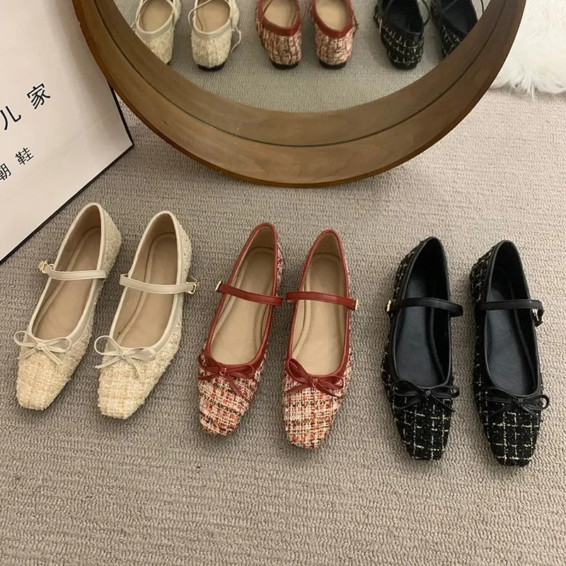 Elegant Loafers Shoes Spring Womens Buckle Soft Sole Single Shoes Womens Fashion Round Toe Grandma Flat Shoes 240614