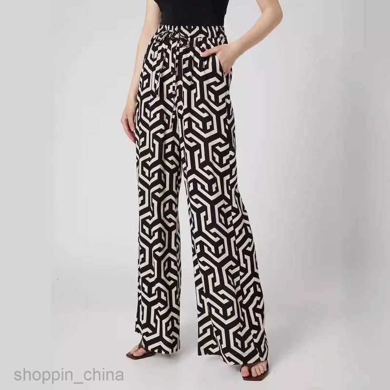 Women's Pants Capris Commuter women's new spring/summer printed striped waisted loose casual wide leg pants