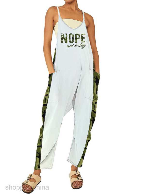 Women's Tracksuits Summer New Women's Zipper Pocket Sling Pants Printed jumpsuit for women Sets