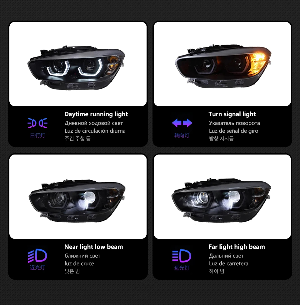 Headlights Assembly for BMW F20 LED Headlight 20 15-20 18 1 Series 116i 118i Front Lights DRL Low/High Beam Turn Signal