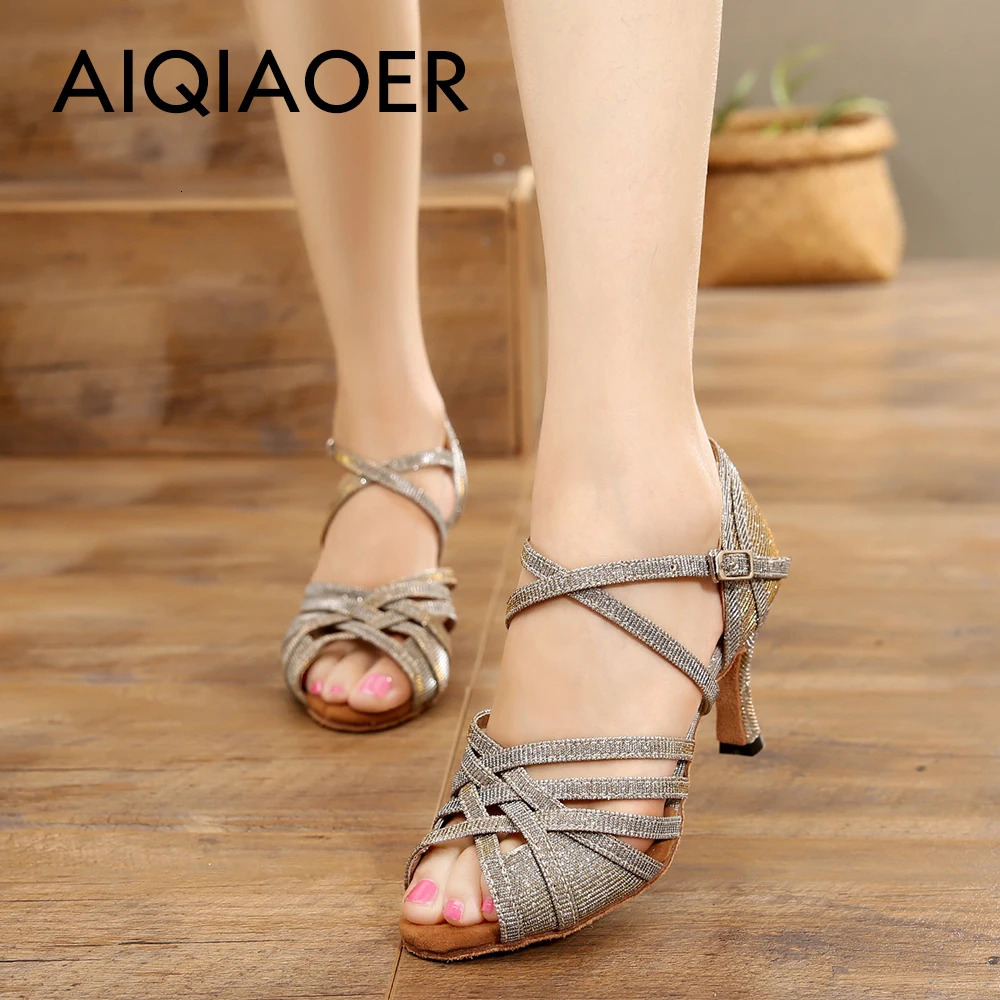 Womens High Heels for Women Elegant Woman Heeled Shoes Womens Medium Heel Sandals Latin Dance Summer Womens Latino Stage 240614