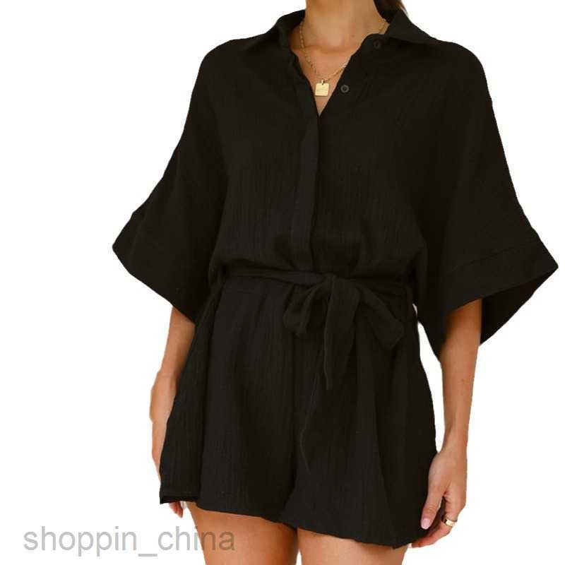 Women's Tracksuits Women new solid color U-neck half sleeve tie top loose half skirt bottom summer set Sets