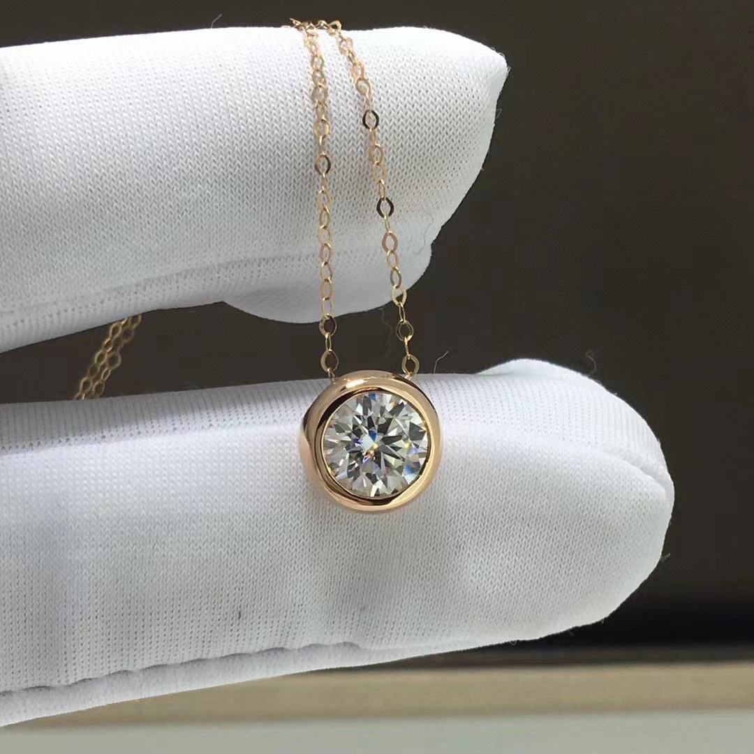 AU750 Real Gold Moissanite Dia Necklace Fine Jewelry For Woman Wedding Proposal Gift Present