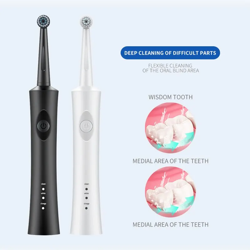 Adult Round Head 3D Acoustic Rotary Electric Toothbrush Sensitive Cleaning Wireless Seat Charge