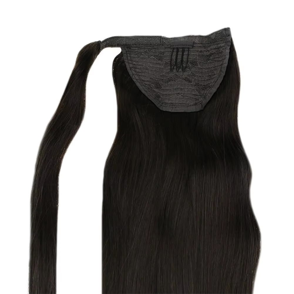 Brown Straight Ponytail hairpiece Human Hair Wrap Around Ponytail 100% Real Brazilian Remy Human Hair Ponytail Extensions 120g