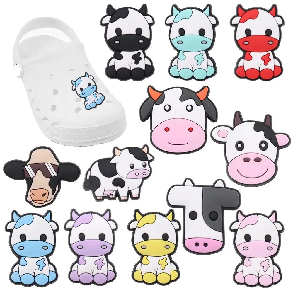 Mix 50 pieces of PVC cartoon colored animal cow series shoe talisman accessories with chlorine buckle decoration DIY wristbands for children and boys 