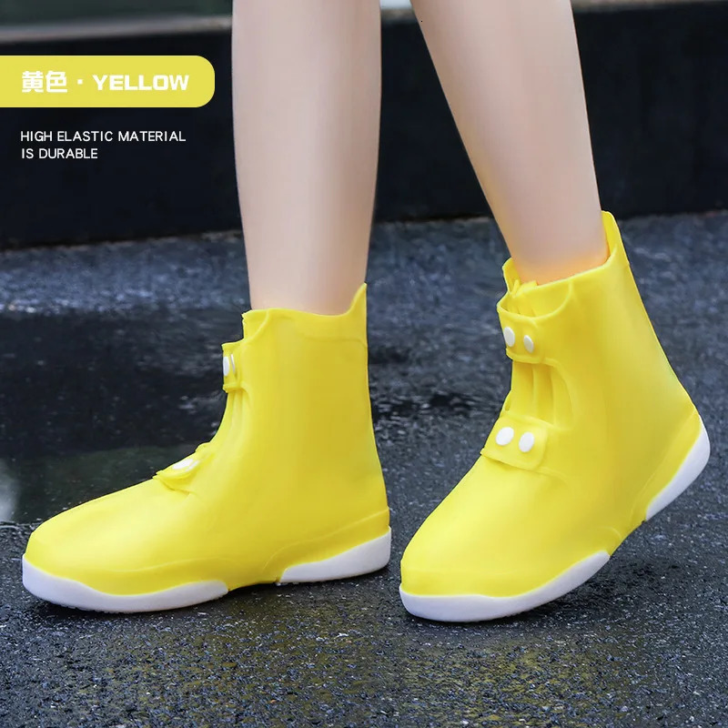 transparent waterproof shoe cover with buttons reusable for men thick rain shoe cover white shoe protector 240615