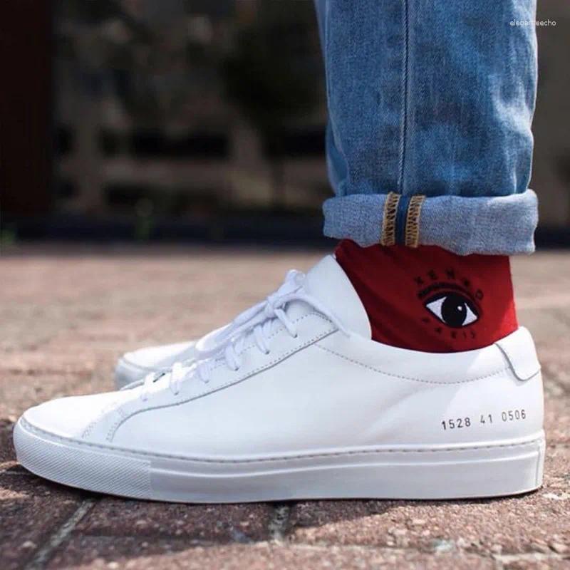 Casual Shoes Classic White Men Genuine Leather Unisex Flat Couple Running Sneakers Chunky Women Real