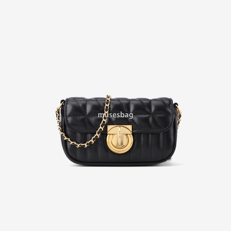 High end minimalist and trendy new women's bags with versatile diamond grid lock chain small bags single shoulder crossbody small square bags min