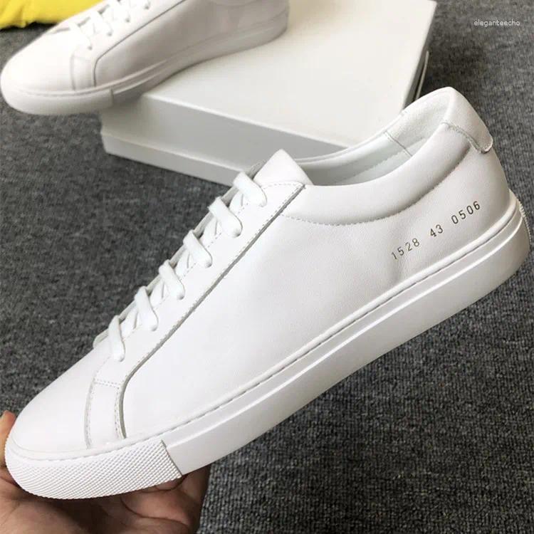 Casual Shoes Classic White Men Genuine Leather Unisex Flat Couple Running Sneakers Chunky Women Real