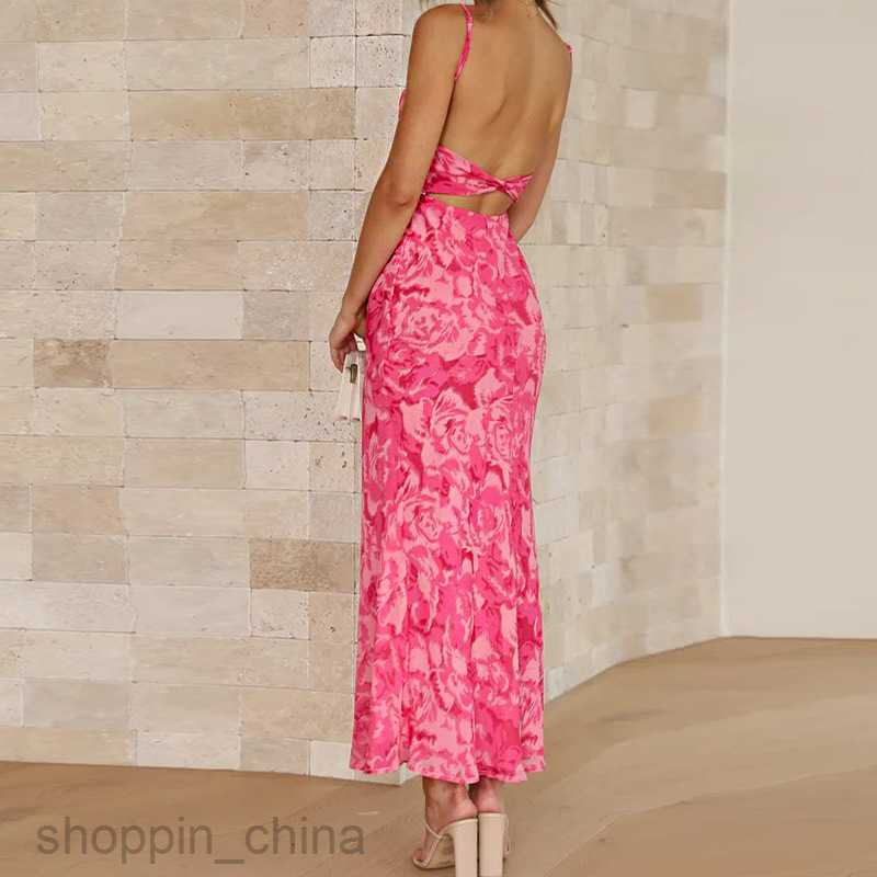 Basic Casual Women Dresses Sexy Bohemian style luxury print strap long sleeveless dress PG2586