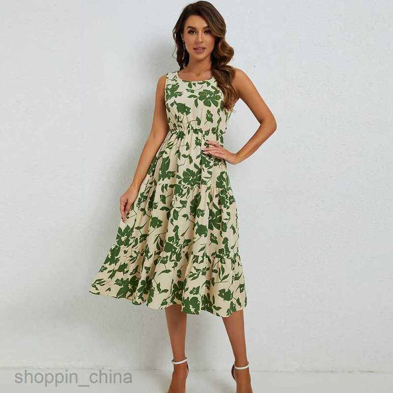 Basic Casual Women Dresses Summer floral print temperament casual sleeveless long dress for women JR2514