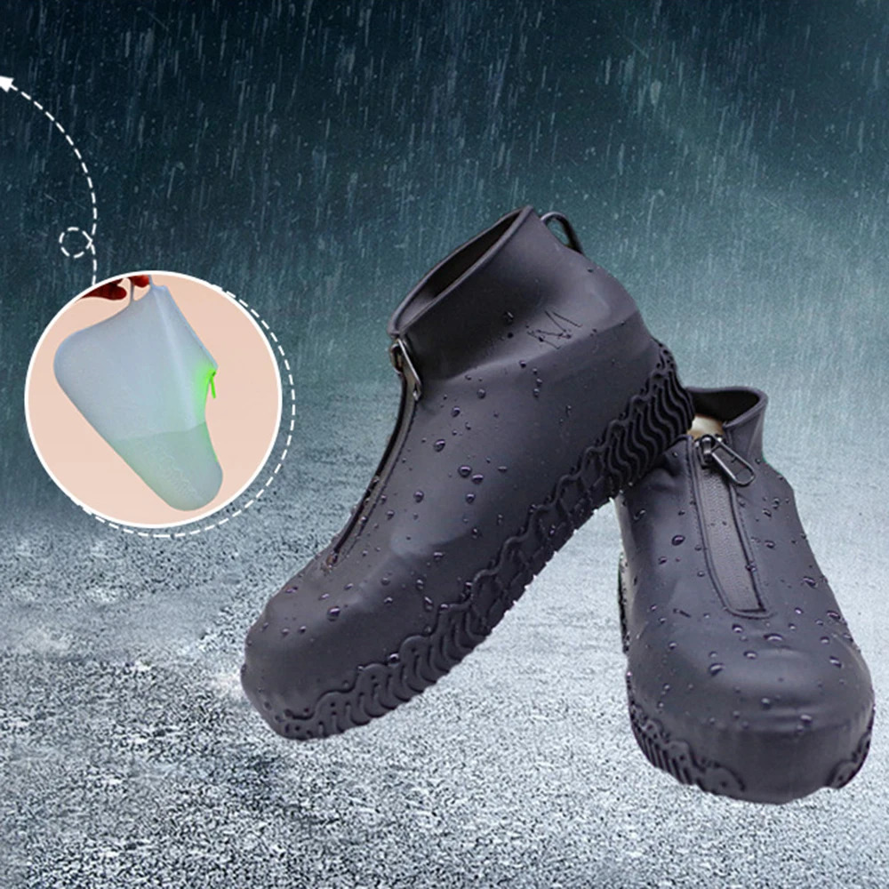 Waterproof shoe cover anti slip rain boots unisex sports shoe cover outdoor rain shoe cover zipper cover 240614