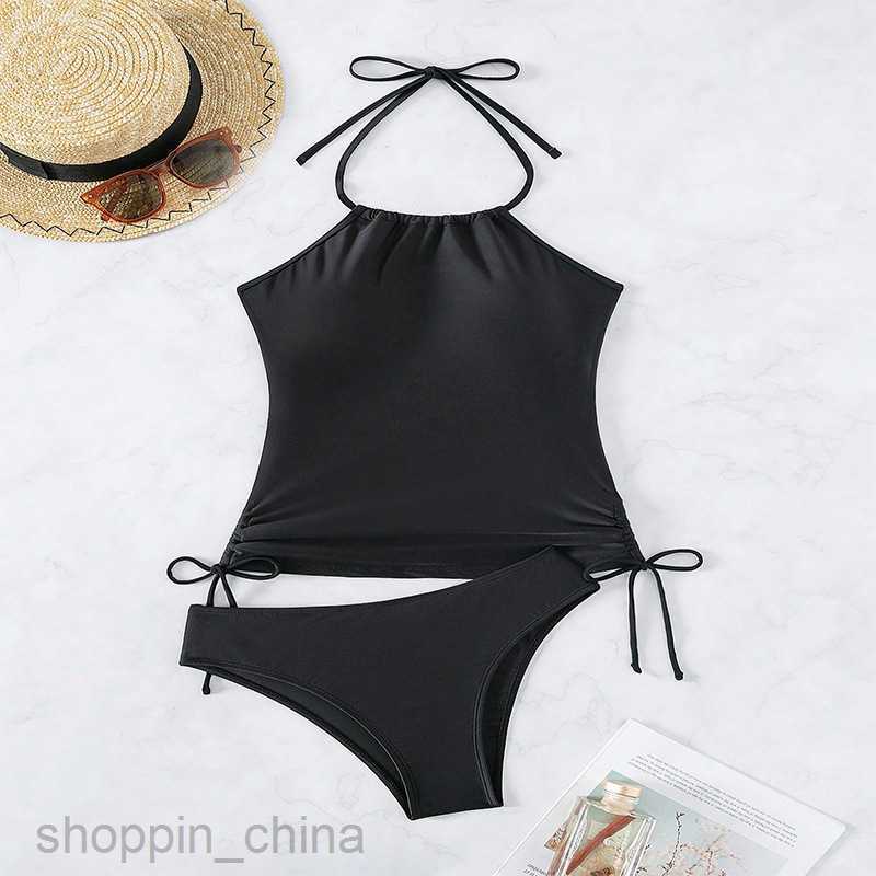Women's Sexy Swimwear Huludao Swimsuit New Drawstring Neck Split Swimsuit female High end Beach Sexy Bikini
