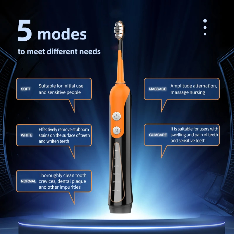 Sonic Electric Toothbrush Cordless USB Rechargeable Whitening Toothbrush Waterproof Ultrasonic Automatic Tooth Brush
