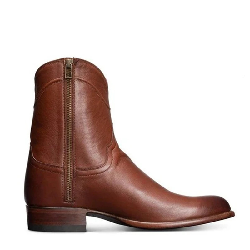 Pointed Embroided Retro Mens Boots Platform Ankle Boots Autumn Winter Combat Boots Mens Shoes Plus Size 38-48 240614