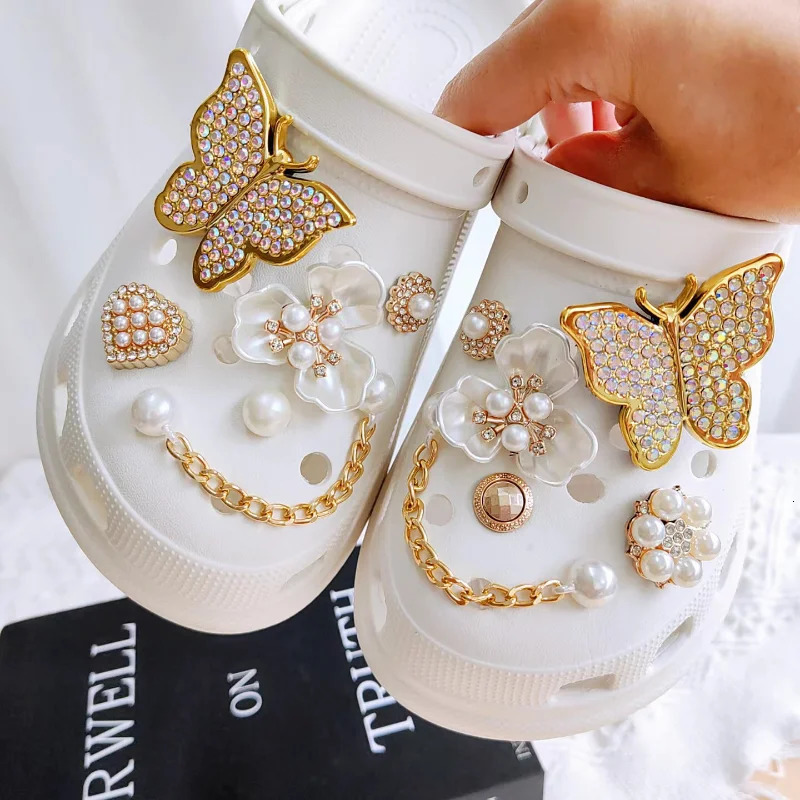 5Pc-30Pc/set creative jewelry plastic metal pearl material garden shoe decoration used for backpack charm parties 240615