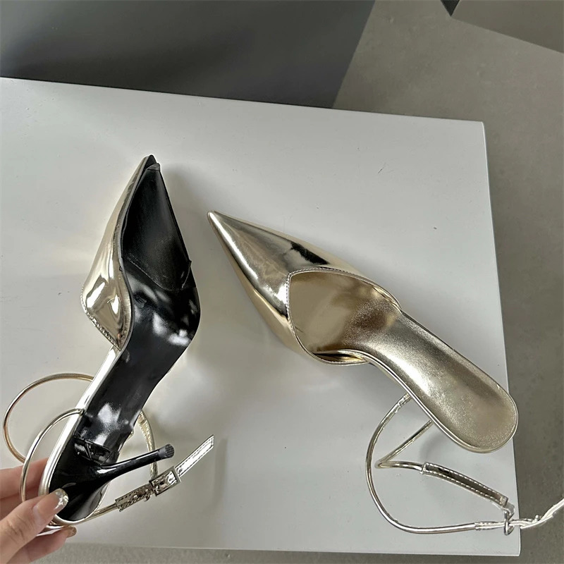 Eilyken Fashion Pointed Toe Pumps Woman Sandals Elegant Buckle Strap Thin Low Heels Slingbacks Wedding Spring Female Mules Shoes 240615
