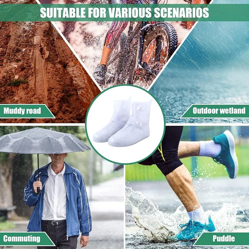 Rainproof cover waterproof reusable non slip shoe cover portable silicone rainproof cover with adjustable buckle suitable for outdoor use 240615