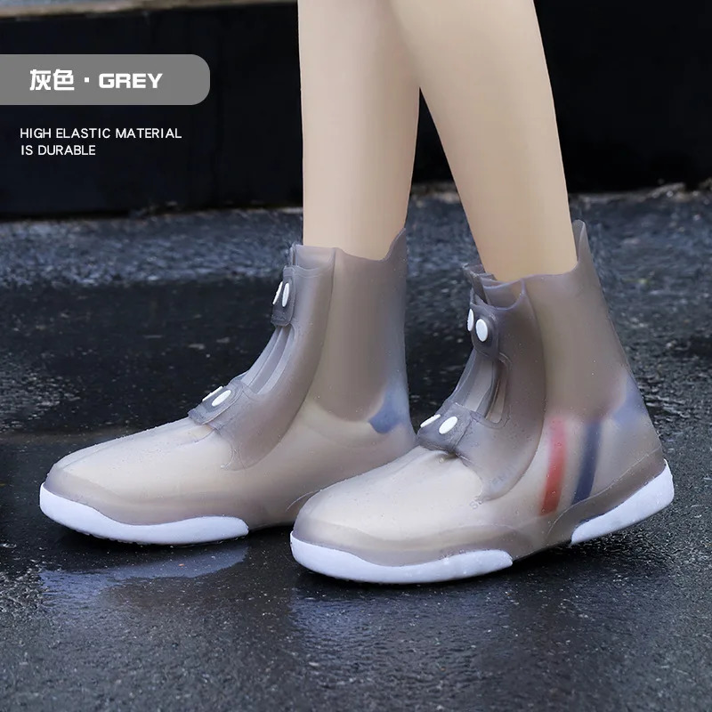 Reusable waterproof rain shoe covers washable rain shoe covers non slip shoe covers with buttons white durable accessories 240615