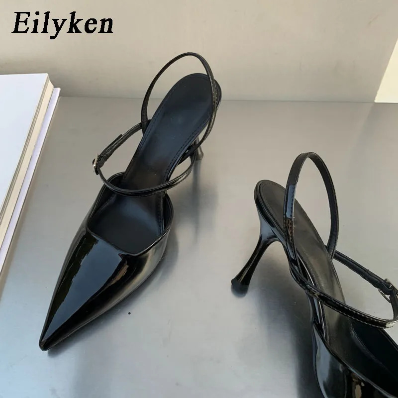 Eilyken 2024 Spring Women Slingback Shoes Fashion Shallow Buckle Strap Elegant Snadal Low Thin Heels Dress Pumps Zapatos 240615