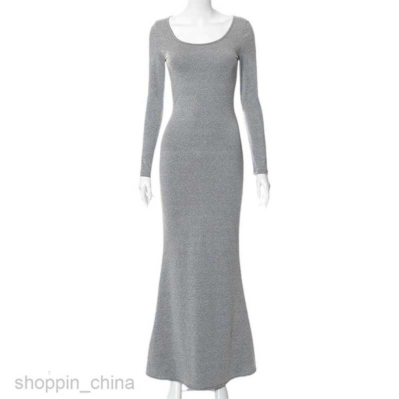 Basic Casual Women Dresses Spring and Autumn New Square Neck Solid Color Slim Sexy Long sleeved Dress for Women PG486