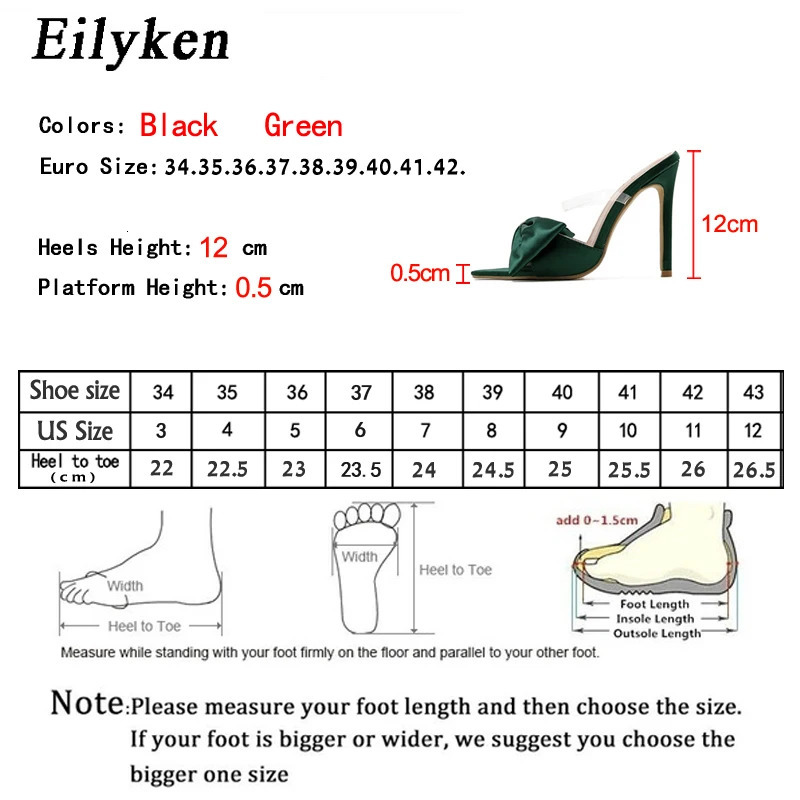 Eilyken Silk Butterfly-knot Slippers Mule High Heels Women Sandals Flip Flops Pointed toe Strappy Slides Party Shoes 240615