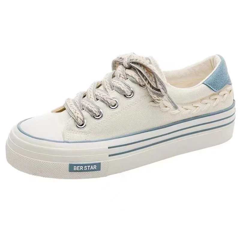 Womens platform canvas shoes with high thickening thickness are suitable for young girls outdoor es and womens thick soled shoes 240615