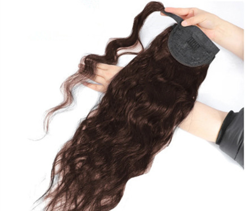 Brown Straight Ponytail hairpiece Human Hair Wrap Around Ponytail 100% Real Brazilian Remy Human Hair Ponytail Extensions 120g