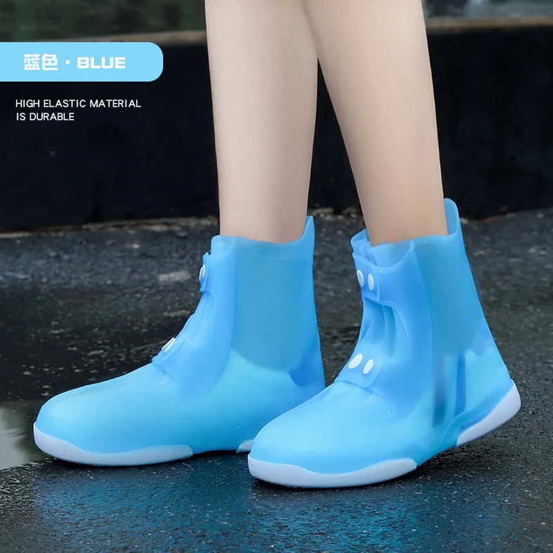 Reusable waterproof rain shoe covers washable rain shoe covers non slip shoe covers with buttons white durable accessories 240615
